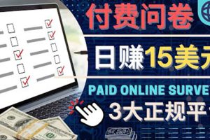 利用自己的空闲时间完成问卷，日赚15美元