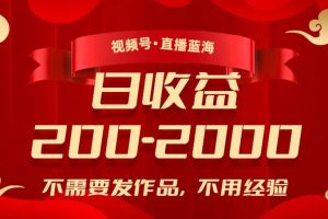 视频号直播新玩法：零经验日入200-2000，赚钱不发作品！