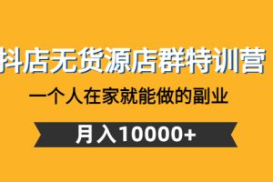 抖店无货源店群特训营（一个人在家就能做的副业，月入10000+）