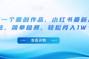 小红书最新冷门玩法，5分钟一个原创作品，简单粗暴，轻松月入1W＋【揭秘】