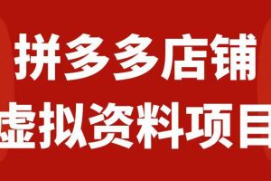 拼多多店铺虚拟项目，教科书式操作玩法，轻松月入1000+