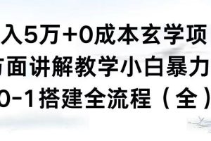 0成本玄学项目，全方面讲解教学，0-1搭建全流程（全）小白月入5万+