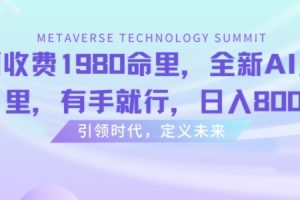 全新AI八字命里项目，有手就行，日入800+【外面收费1980】