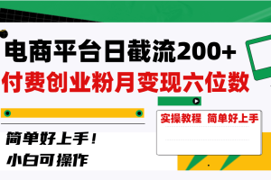 电商平台截留200+创业粉，月入六位数不费力！简单好上手！
