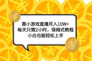 小游戏直播项目：月入10W+，每天只需2小时，保姆式教程，新手也能轻松上手