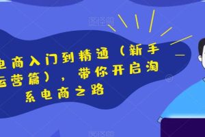 淘宝电商开店新手篇和运营进阶篇，助你快速掌握淘系电商技巧