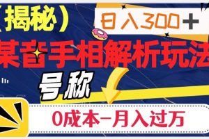 抖音手相解析玩法：日入300+，0成本月入过万的神奇之道