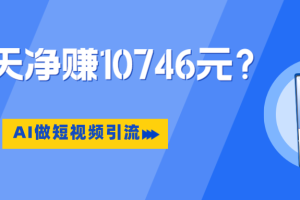 利用AI做短视频引流，卖398的虚拟产品，13天净赚10746元？