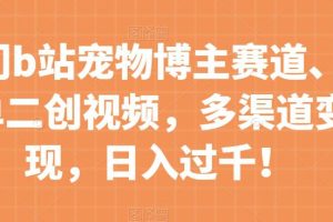 冷门B站宠物博主赛道：简单二创视频，多渠道变现，日入过千！