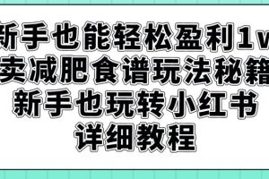 小白也能轻松盈利1W，卖减肥食谱玩法秘籍，新手也玩转小红书详细教程【揭秘】