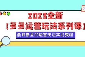 2023百亿补贴、九块九活动，拼多多运营玩法系列课，50节实战教程