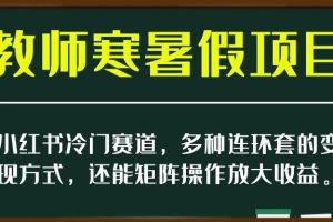 新小红书冷门赛道，教师寒暑假项目，多种连环套的变现方式，还能矩阵操作放大收益【揭秘】