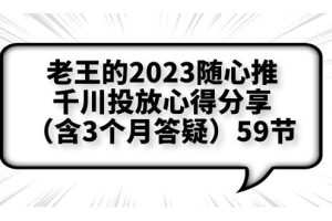 老王2023随心推千川投放心得分享-测品方法、千川调节细节全揭秘【含答疑】