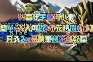 抖音快手蓝海小众（操作简单人人可做不花时间）多种变现月入2W＋暴利单机游戏教程