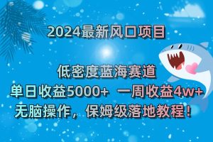 2024新风口项目 低密度蓝海赛道，日收益5000+周收益4w+ 无脑操作，保…