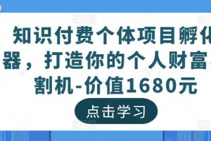 知识付费个体项目孵化器（打造你的个人财富收割机）价值1680元